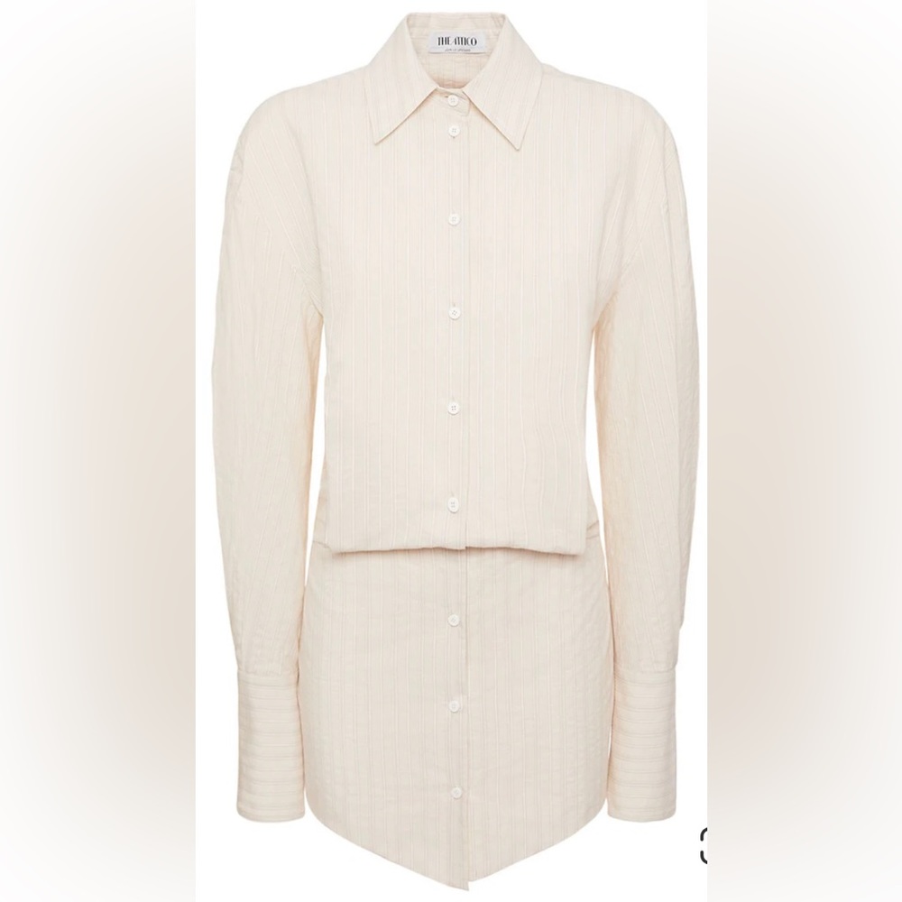 The Attico Silvye striped cotton mini shirt dress